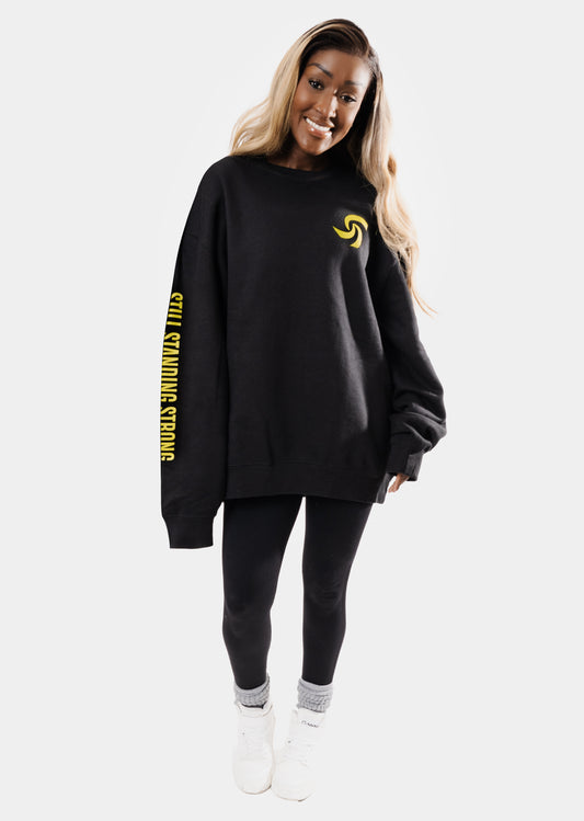 OVERSIZE SWEATSHIRT W/YELLOW SLEEVE PRINT