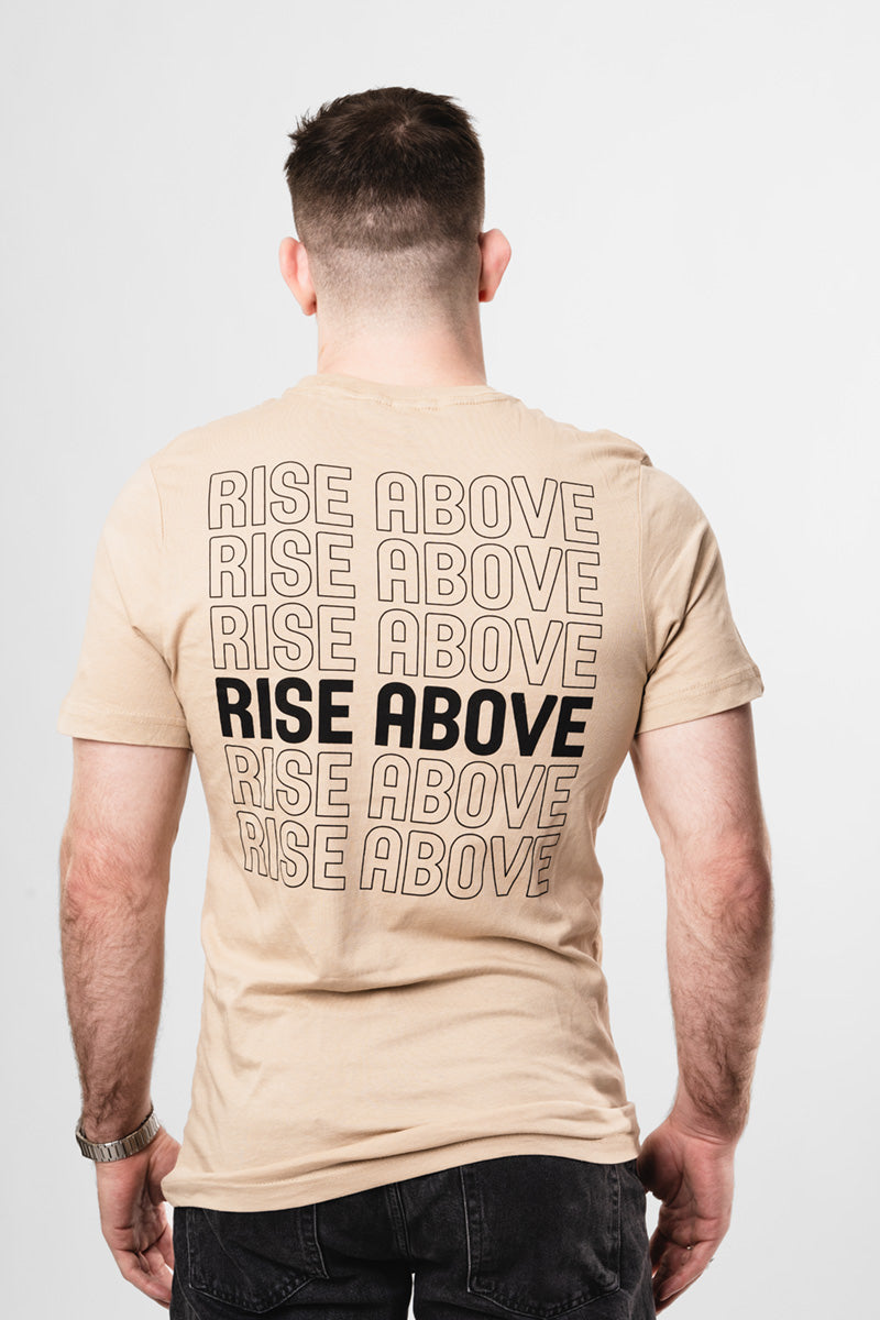 BEIGE SHORT SLEEVE T-SHIRT W/BACK PRINT