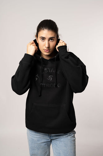 BLACK HOODIE W/ GREY LOGO TYPE