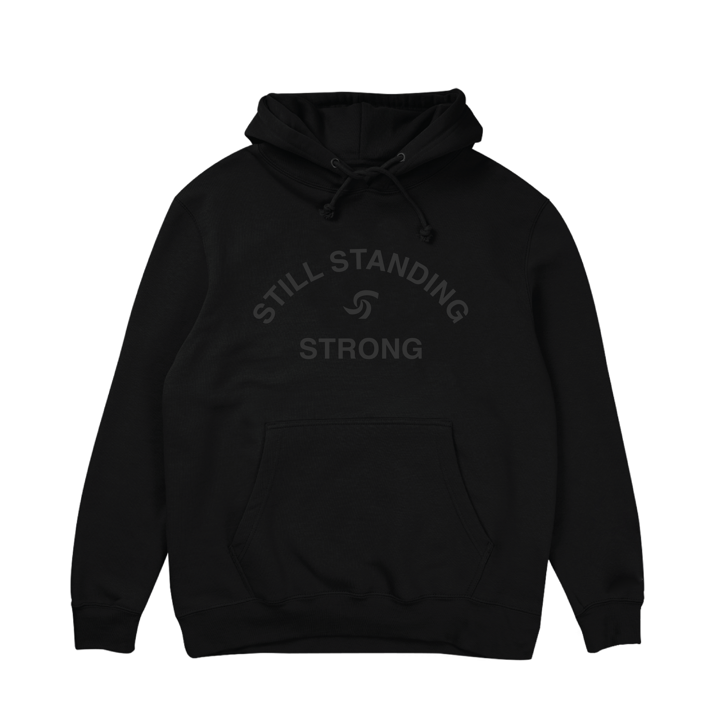 BLACK HOODIE W/ GREY LOGO TYPE