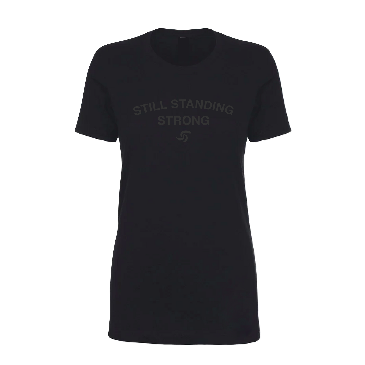 WOMEN'S BLACK T-SHIRT W/ GREY LOGO TYPE